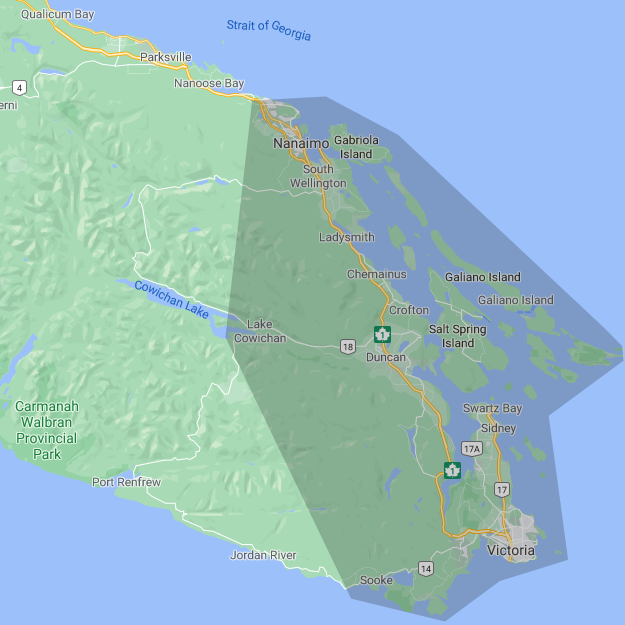 Air Duct Cleaning Reviews Near Me - Image of a map where we work - CoastalPowerVacuum